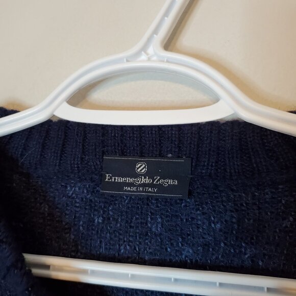 Vintage Ermenegildo Zegna Alpaca Knit Sweater Blue Size M - Picture 4 of 5